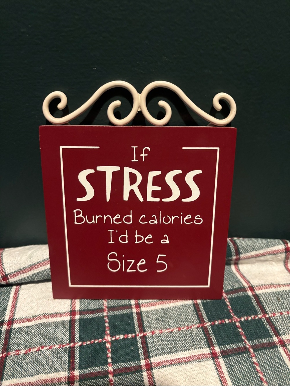Red Decorative Sign "If Stress Burned Calories"